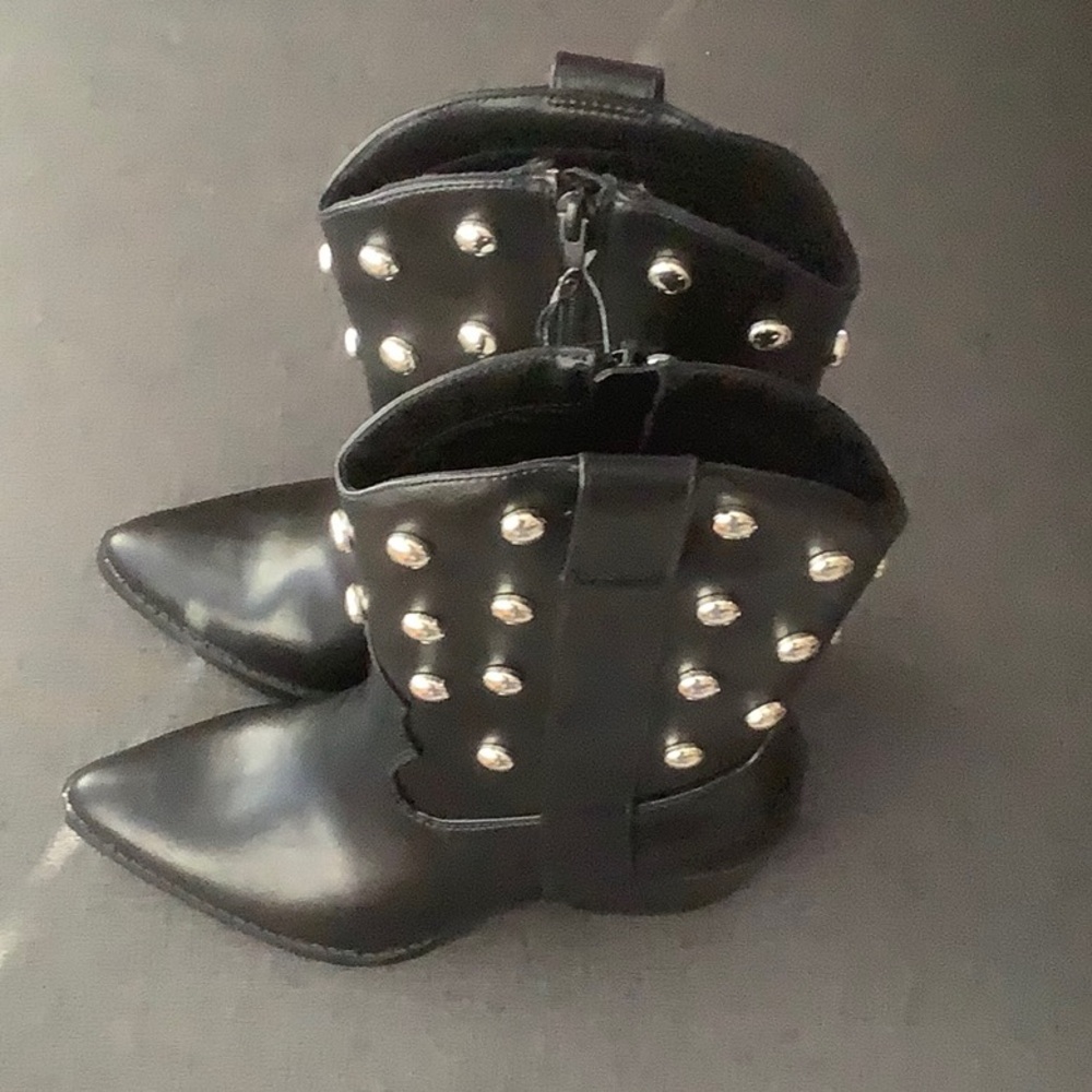 Black Studded Ankle Boots - Picture 2 of 4
